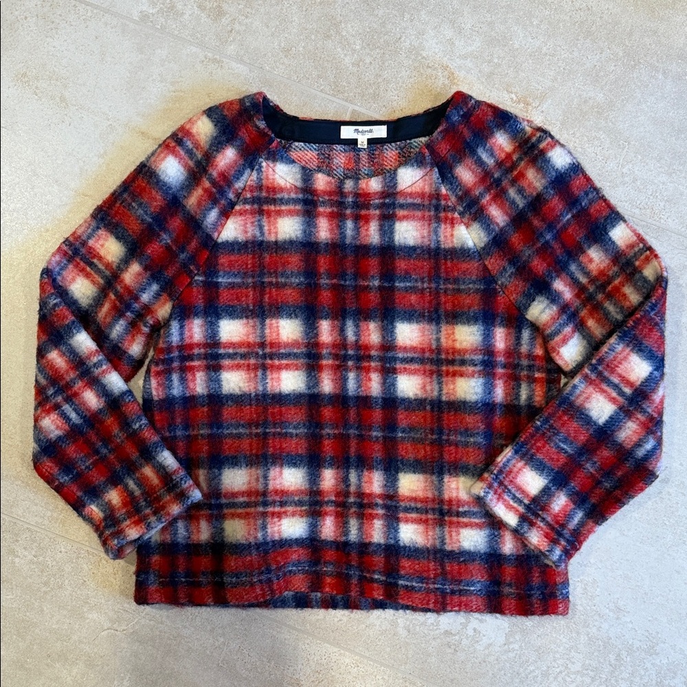 Madewell Nicolette Tartan Plaid Sweater Classic Preppy Style Size M